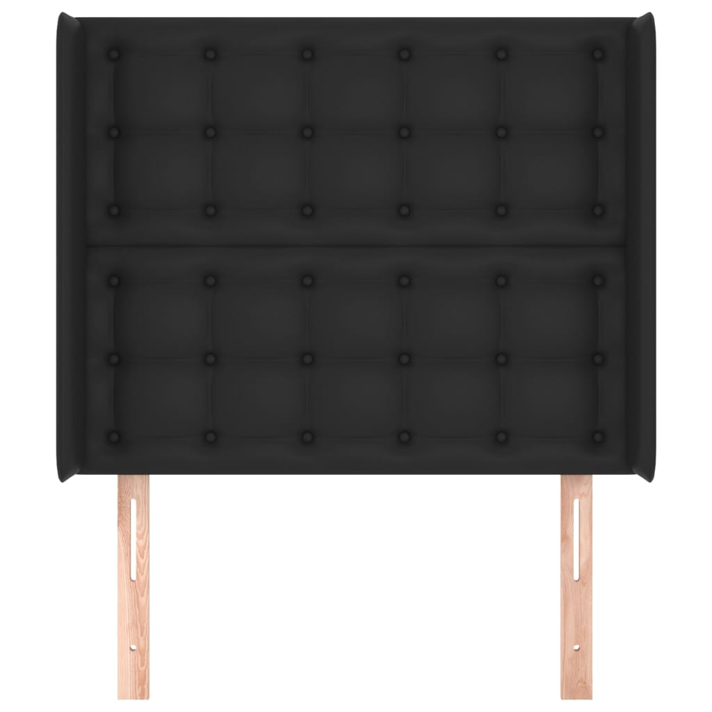 vidaXL Tăblie de pat cu aripioare, negru, 83x16x118/128 cm, piele eco vidaXL Tăblie de pat cu aripioare, negru, 83x16x118/128 cm, piele eco