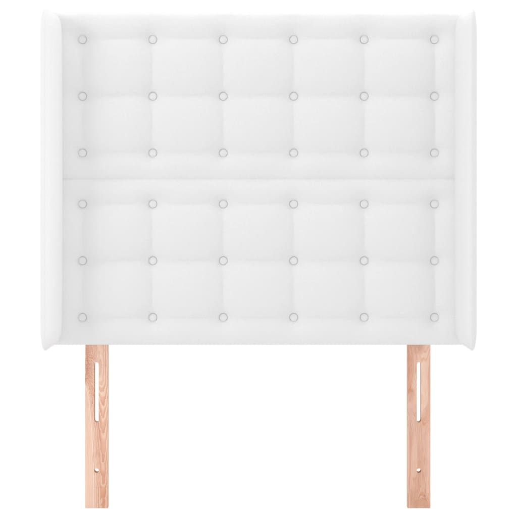 vidaXL Tăblie de pat cu aripioare, alb, 83x16x118/128 cm, piele eco vidaXL Tăblie de pat cu aripioare, alb, 83x16x118/128 cm, piele eco