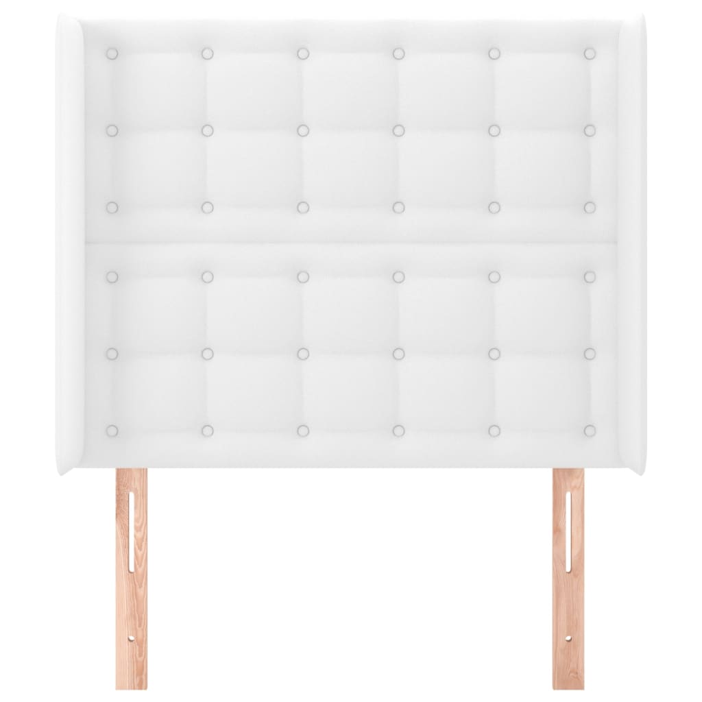 vidaXL Tăblie de pat cu aripioare, alb, 103x16x118/128 cm, piele eco