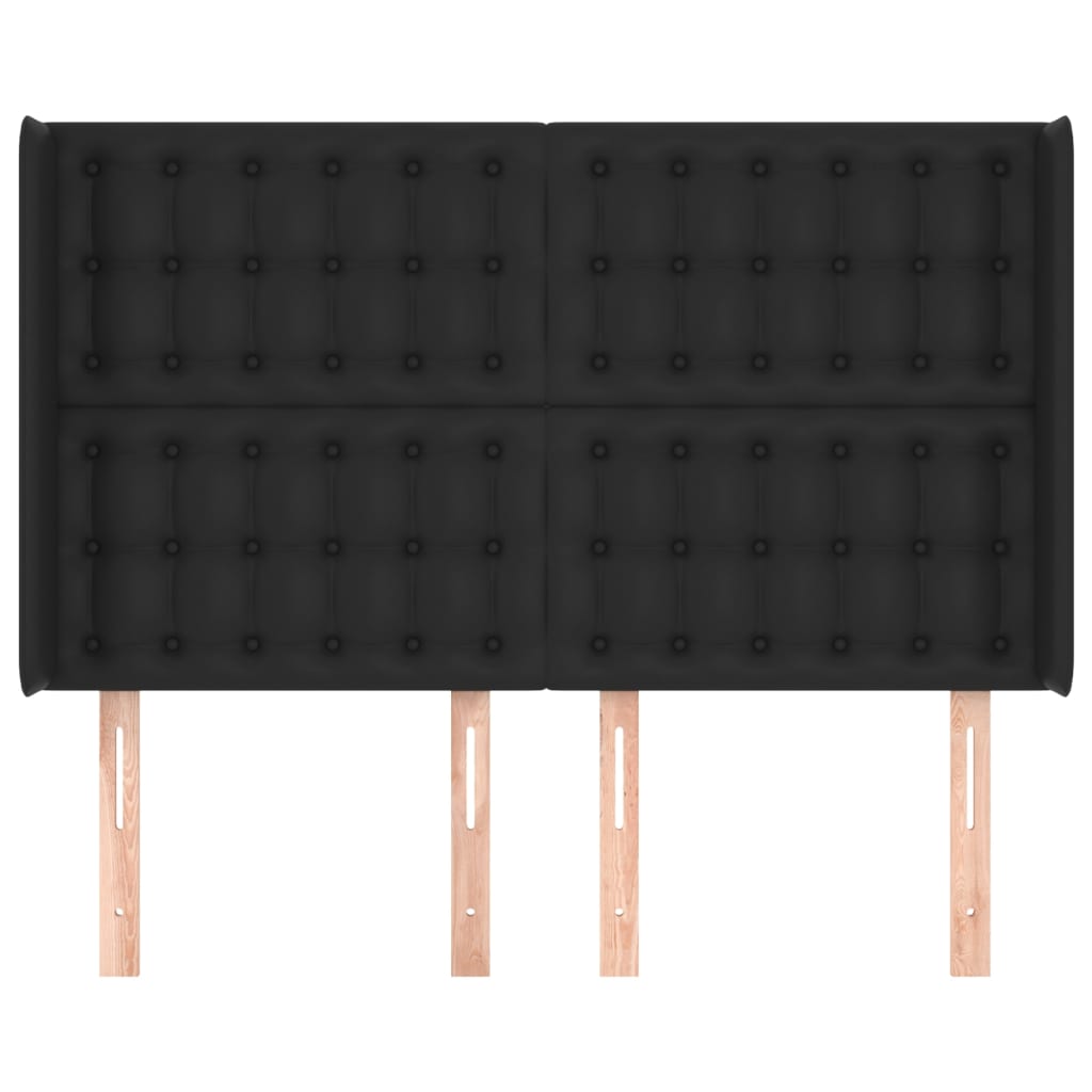 vidaXL Tăblie de pat cu aripioare, negru, 147x16x118/128 cm, piele eco