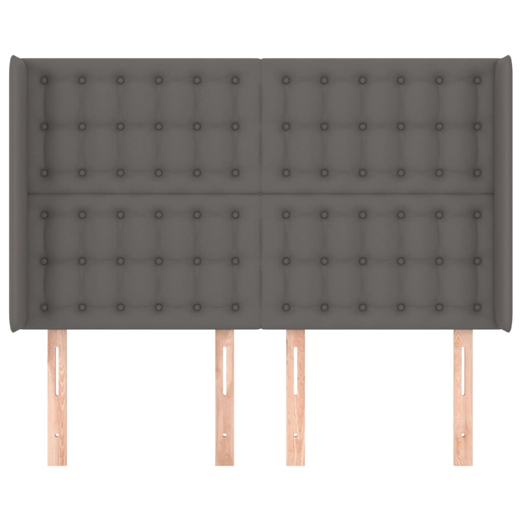 vidaXL Tăblie de pat cu aripioare gri 147x16x118/128 cm piele eco