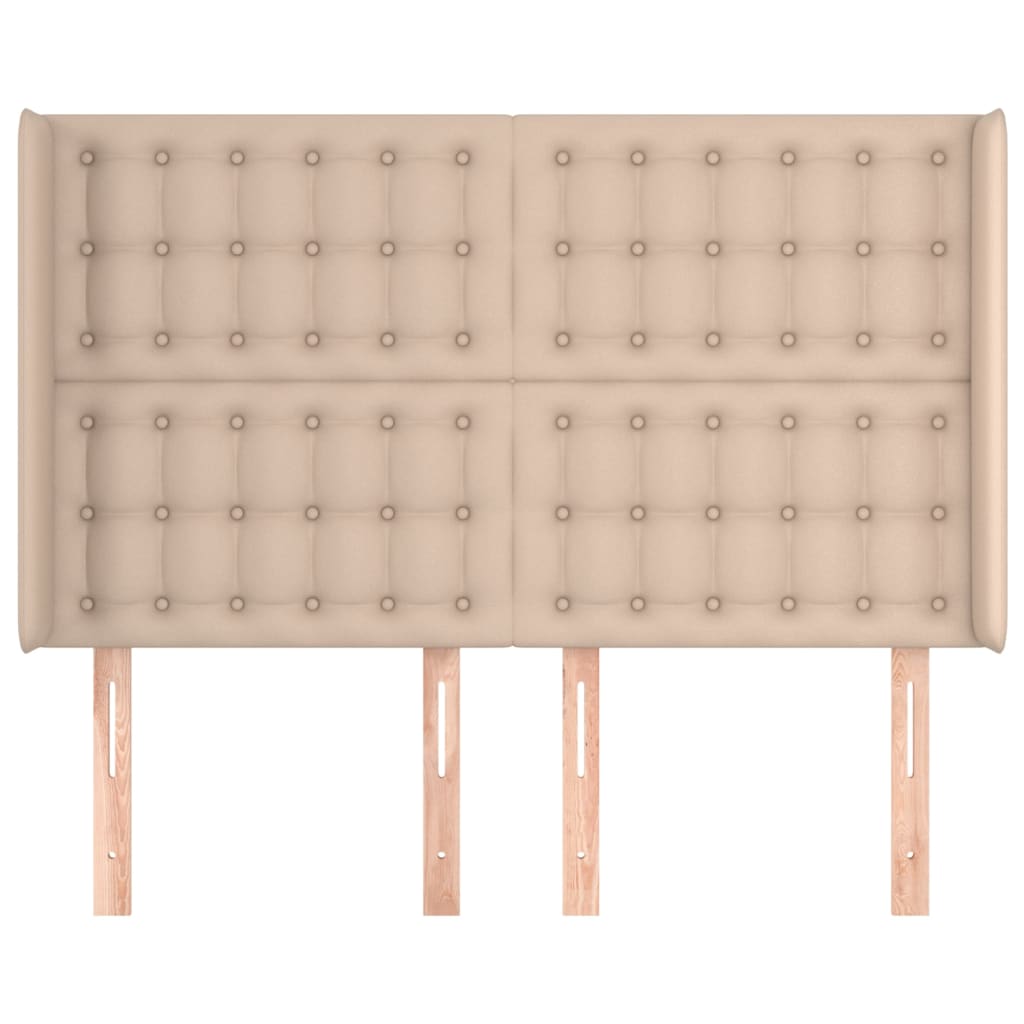 vidaXL Tăblie pat cu aripioare cappuccino 147x16x118/128 cm piele eco