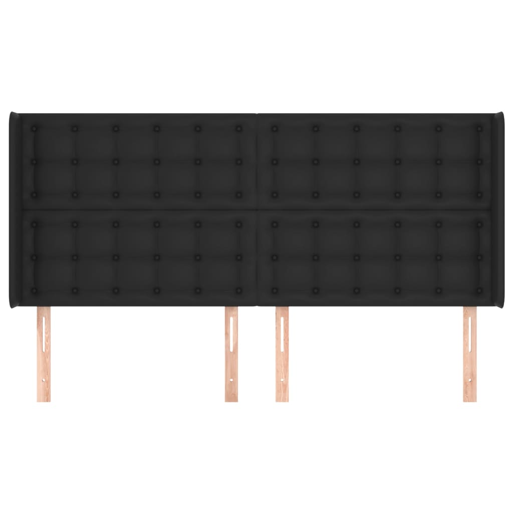 vidaXL Tăblie de pat cu aripioare, negru, 163x16x118/128 cm, piele eco