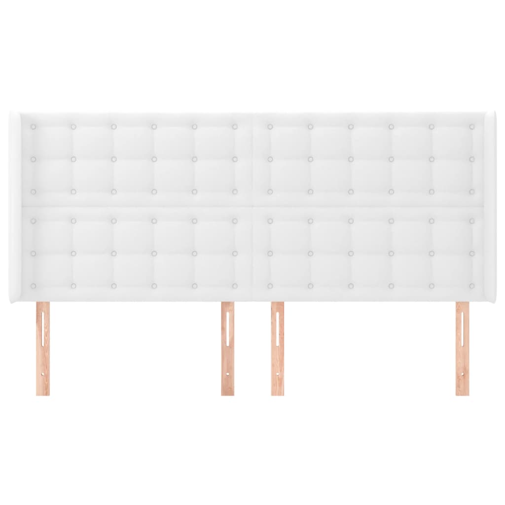 vidaXL Tăblie de pat cu aripioare, alb, 163x16x118/128 cm, piele eco vidaXL Tăblie de pat cu aripioare, alb, 163x16x118/128 cm, piele eco