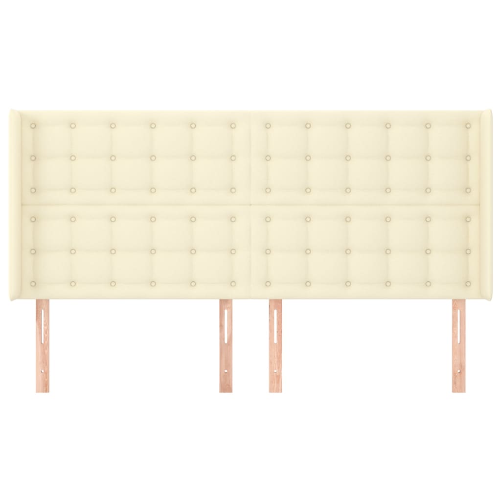 vidaXL Tăblie de pat cu aripioare, crem, 163x16x118/128 cm, piele eco