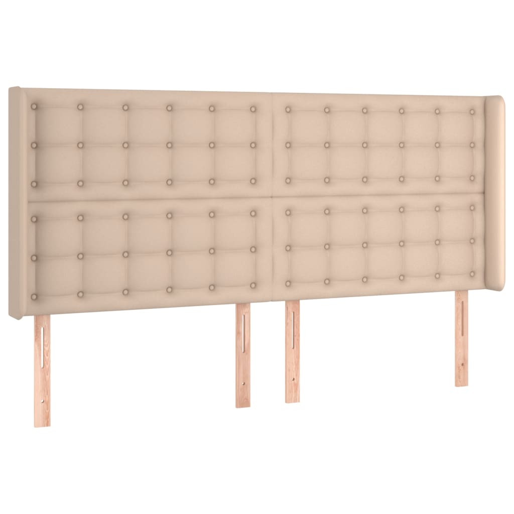 vidaXL Tăblie pat cu aripioare cappuccino 163x16x118/128 cm piele eco vidaXL Tăblie pat cu aripioare cappuccino 163x16x118/128 cm piele eco