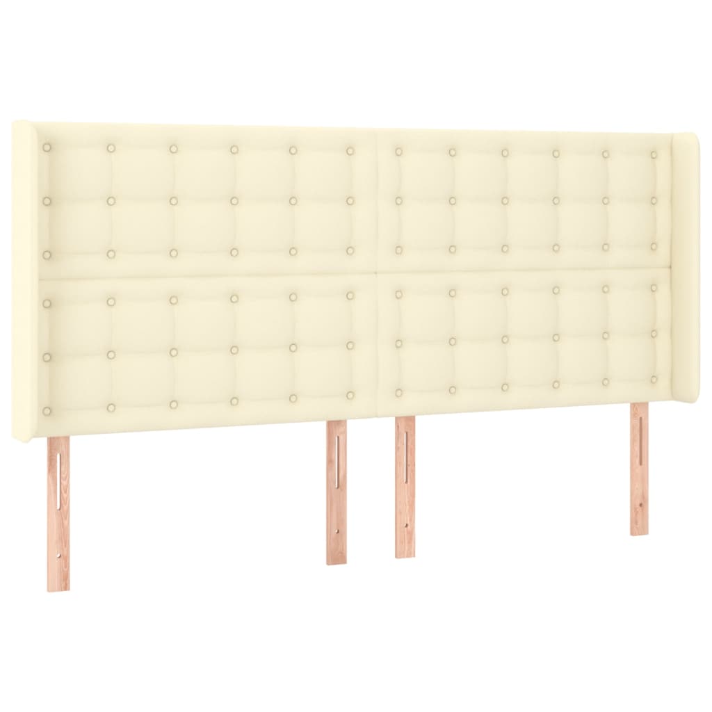 vidaXL Tăblie de pat cu aripioare, crem, 183x16x118/128 cm, piele eco