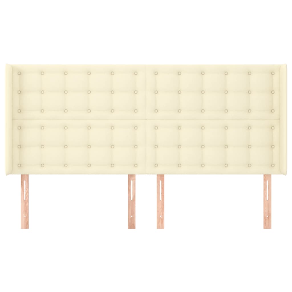 vidaXL Tăblie de pat cu aripioare, crem, 183x16x118/128 cm, piele eco