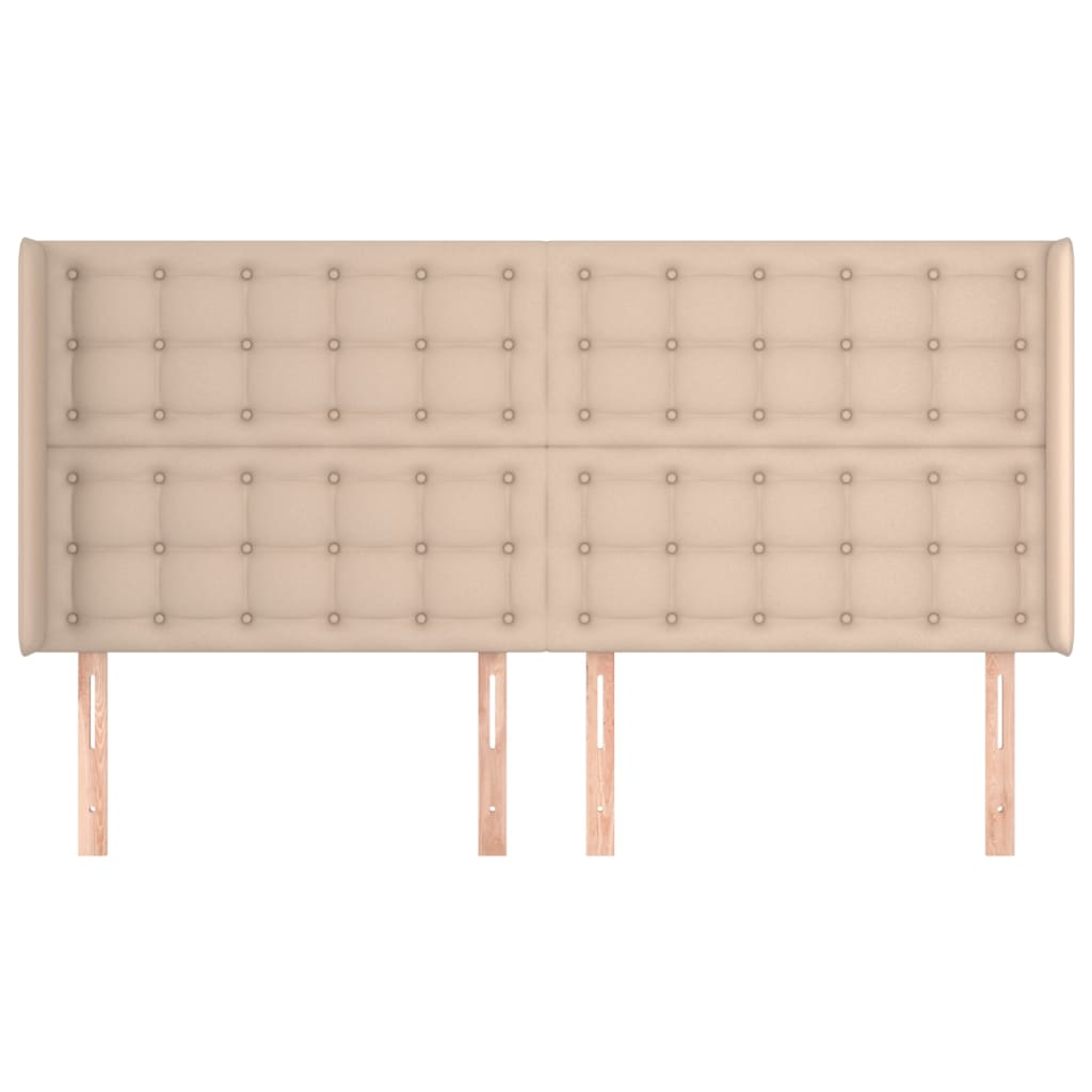 vidaXL Tăblie pat cu aripioare, cappuccino,183x16x118/128 cm piele eco vidaXL Tăblie pat cu aripioare, cappuccino,183x16x118/128 cm piele eco