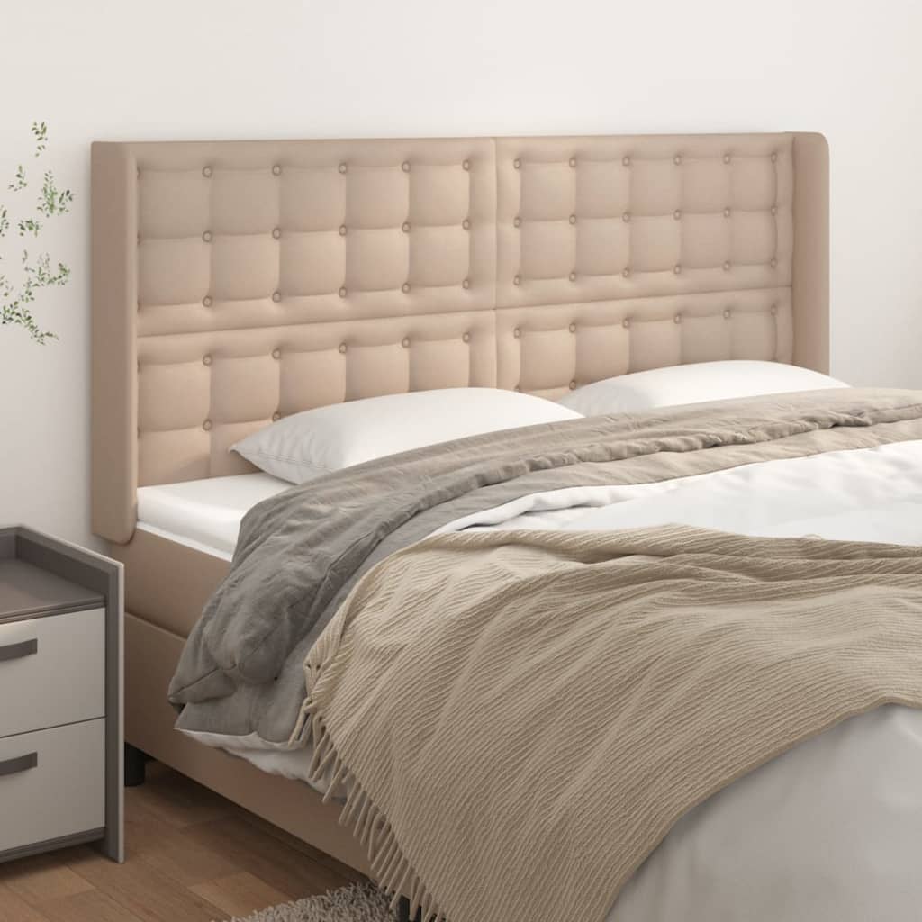 vidaXL Tăblie pat cu aripioare, cappuccino,183x16x118/128 cm piele eco vidaXL Tăblie pat cu aripioare, cappuccino,183x16x118/128 cm piele eco