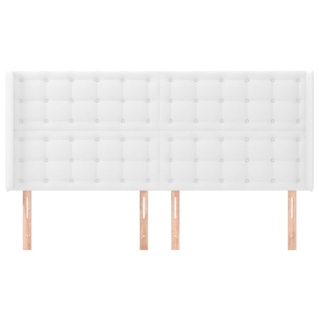 vidaXL Tăblie de pat cu aripioare, alb, 203x16x118/128 cm, piele eco