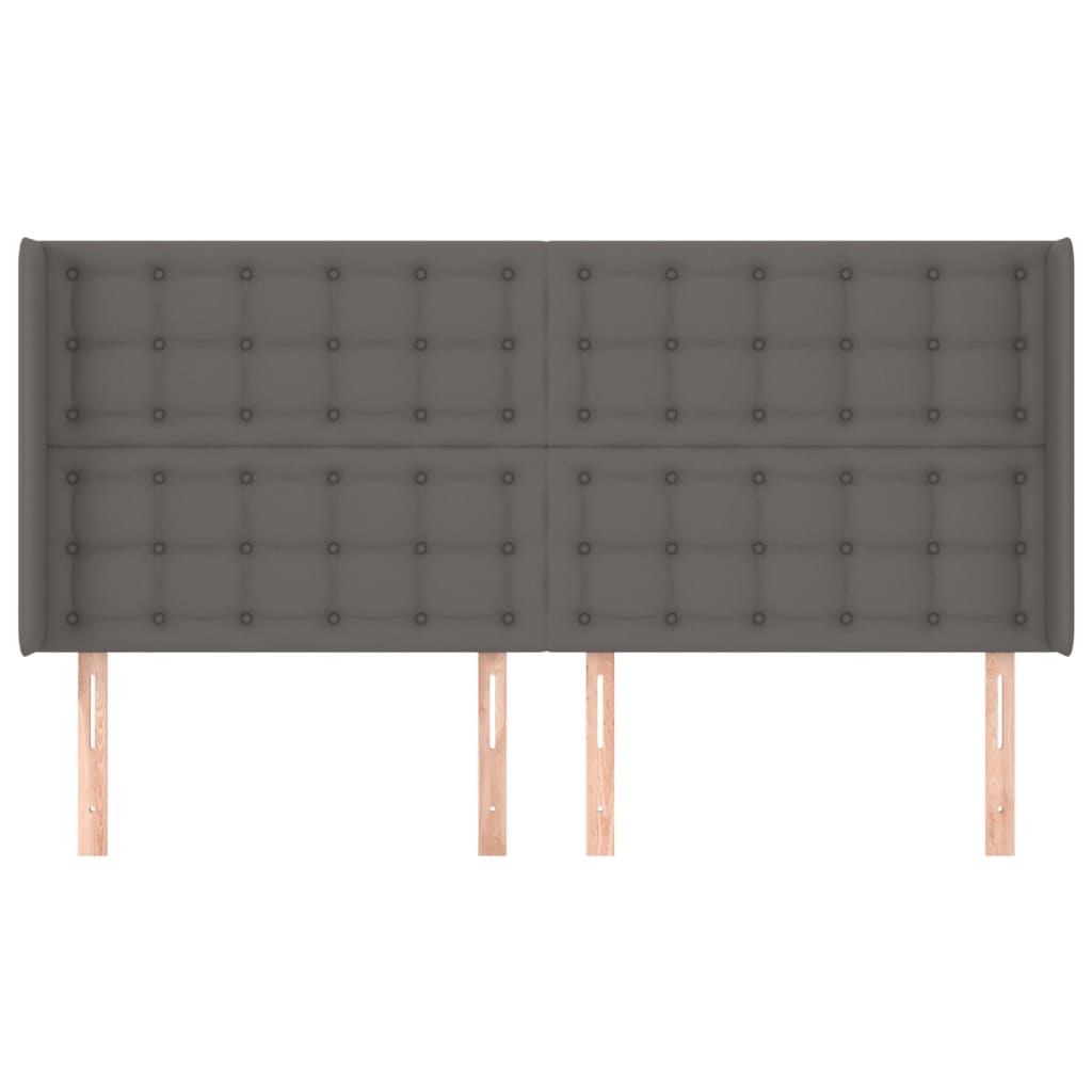 vidaXL Tăblie de pat cu aripioare gri 203x16x118/128 cm piele eco