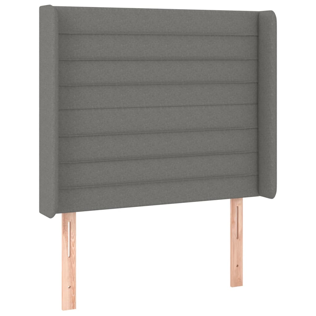 vidaXL Tăblie de pat cu aripioare gri închis 83x16x118/128 cm textil