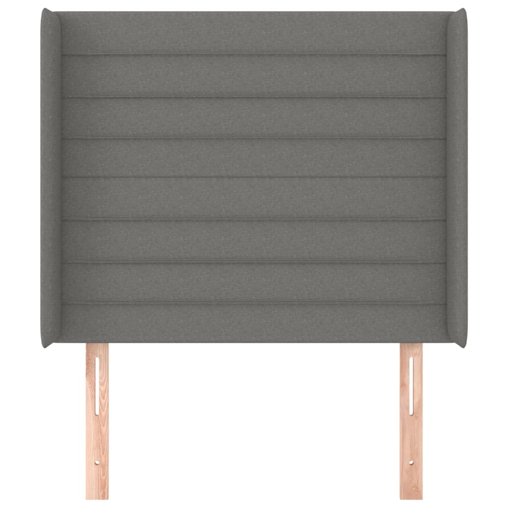 vidaXL Tăblie de pat cu aripioare gri închis 83x16x118/128 cm textil