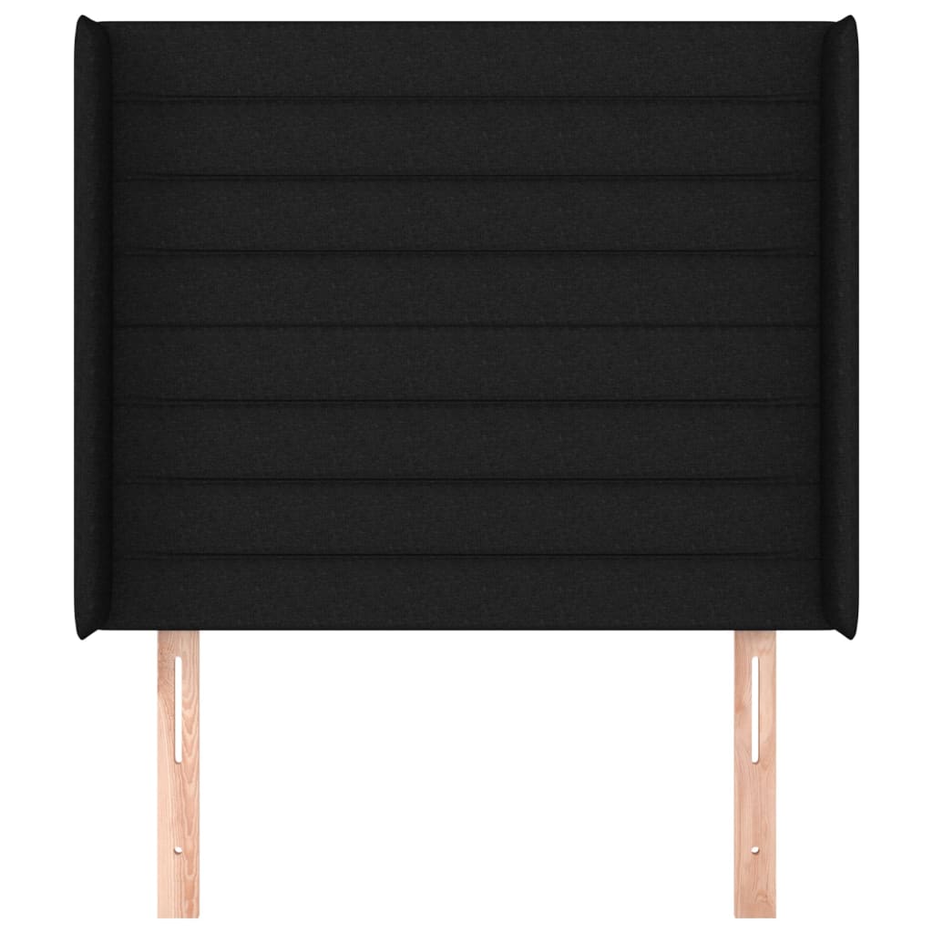 vidaXL Tăblie de pat cu aripioare, negru, 83x16x118/128 cm, textil vidaXL Tăblie de pat cu aripioare, negru, 83x16x118/128 cm, textil