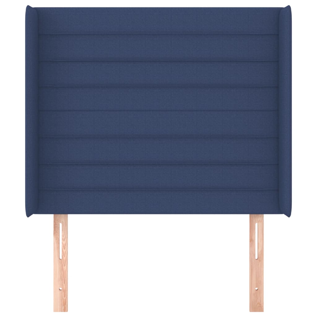 vidaXL Tăblie de pat cu aripioare, albastru, 83x16x118/128 cm, textil