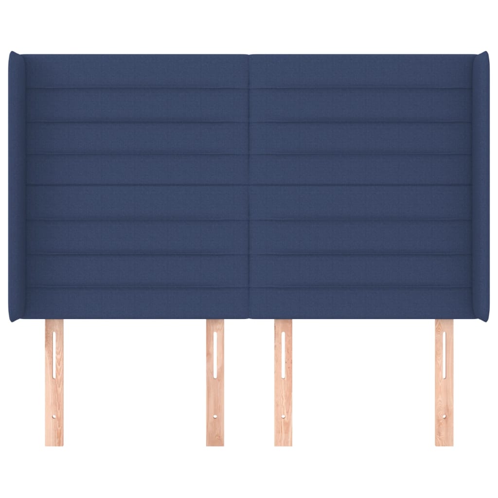 vidaXL Tăblie de pat cu aripioare, albastru, 147x16x118/128 cm, textil