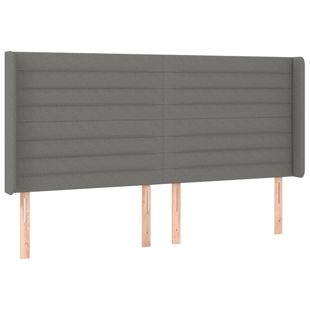 vidaXL Tăblie de pat cu aripioare gri închis 163x16x118/128 cm textil vidaXL Tăblie de pat cu aripioare gri închis 163x16x118/128 cm textil