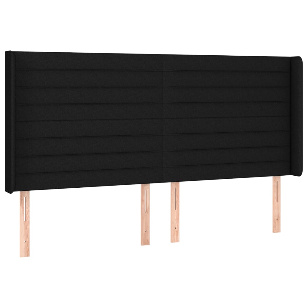 vidaXL Tăblie de pat cu aripioare, negru, 163x16x118/128 cm, textil