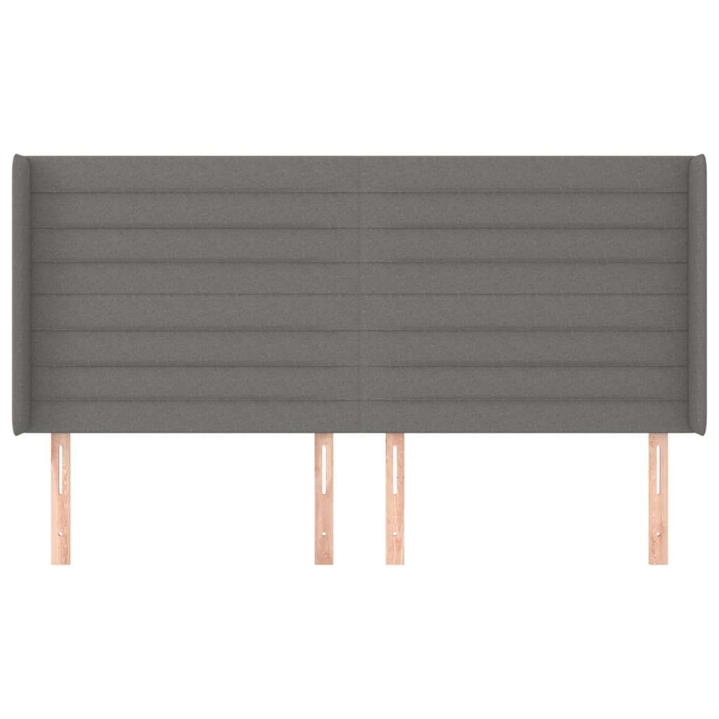 vidaXL Tăblie de pat cu aripioare gri închis 203x16x118/128 cm textil