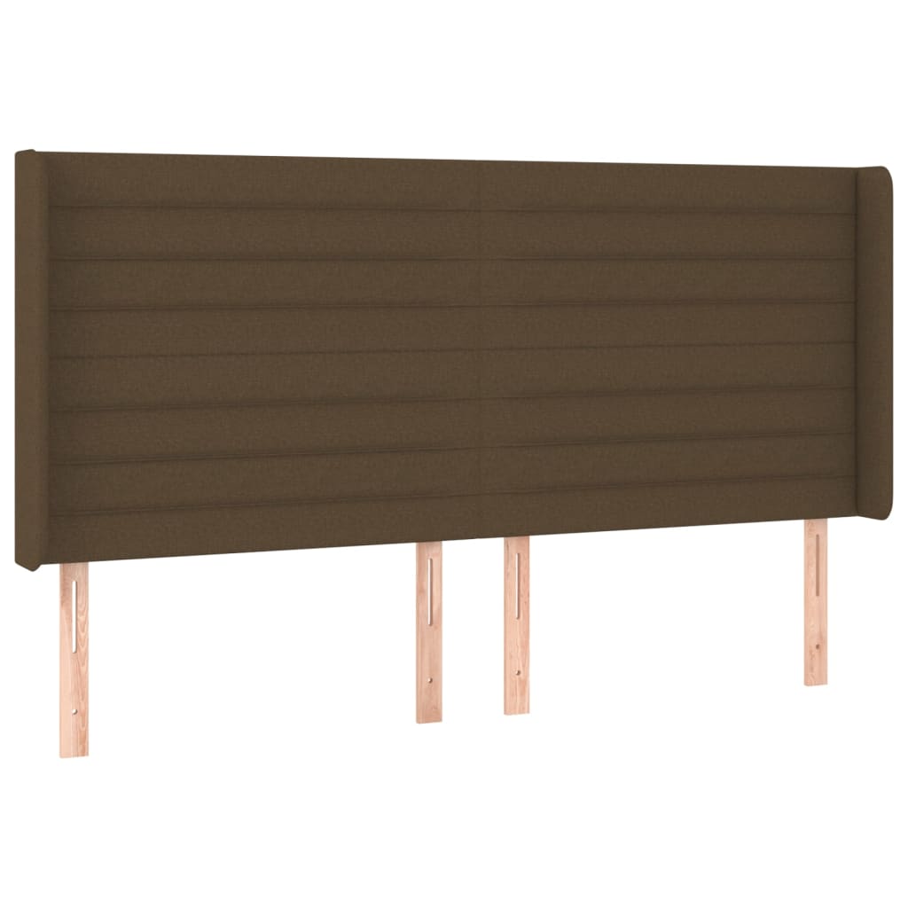 vidaXL Tăblie de pat cu aripioare maro închis 203x16x118/128 cm textil