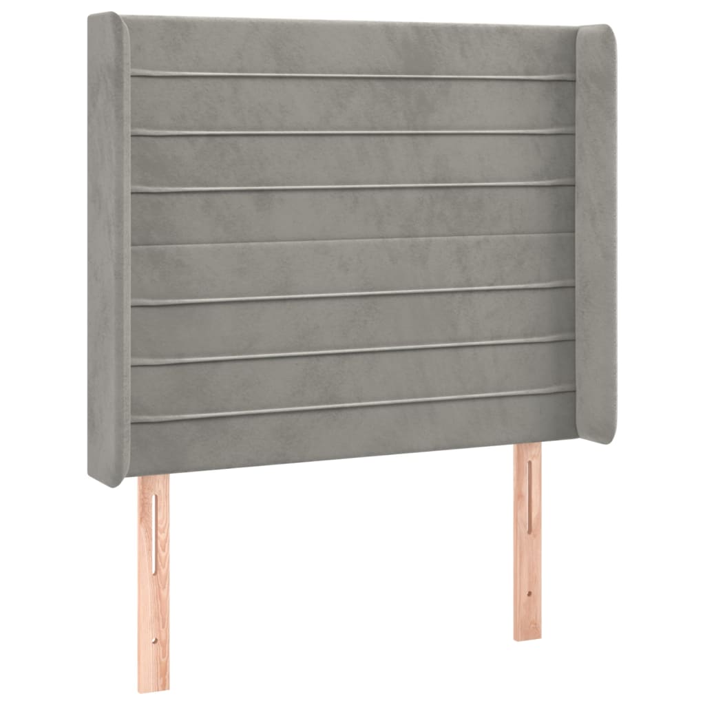 vidaXL Tăblie de pat cu aripioare gri deschis 83x16x118/128 cm catifea vidaXL Tăblie de pat cu aripioare gri deschis 83x16x118/128 cm catifea