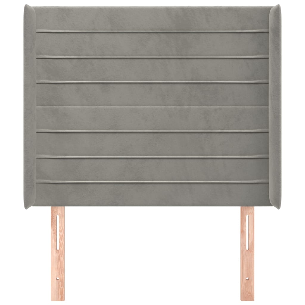 vidaXL Tăblie de pat cu aripioare gri deschis 83x16x118/128 cm catifea vidaXL Tăblie de pat cu aripioare gri deschis 83x16x118/128 cm catifea