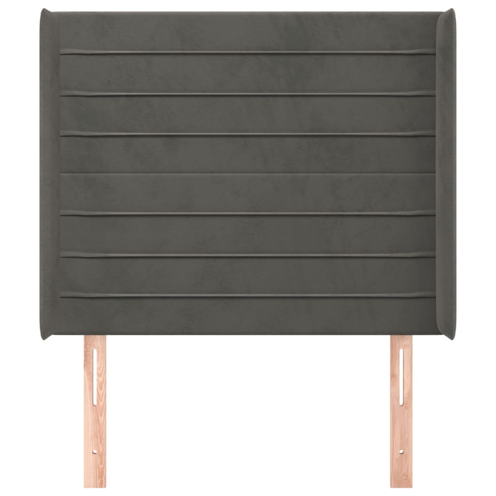 vidaXL Tăblie de pat cu aripioare gri închis 83x16x118/128 cm catifea