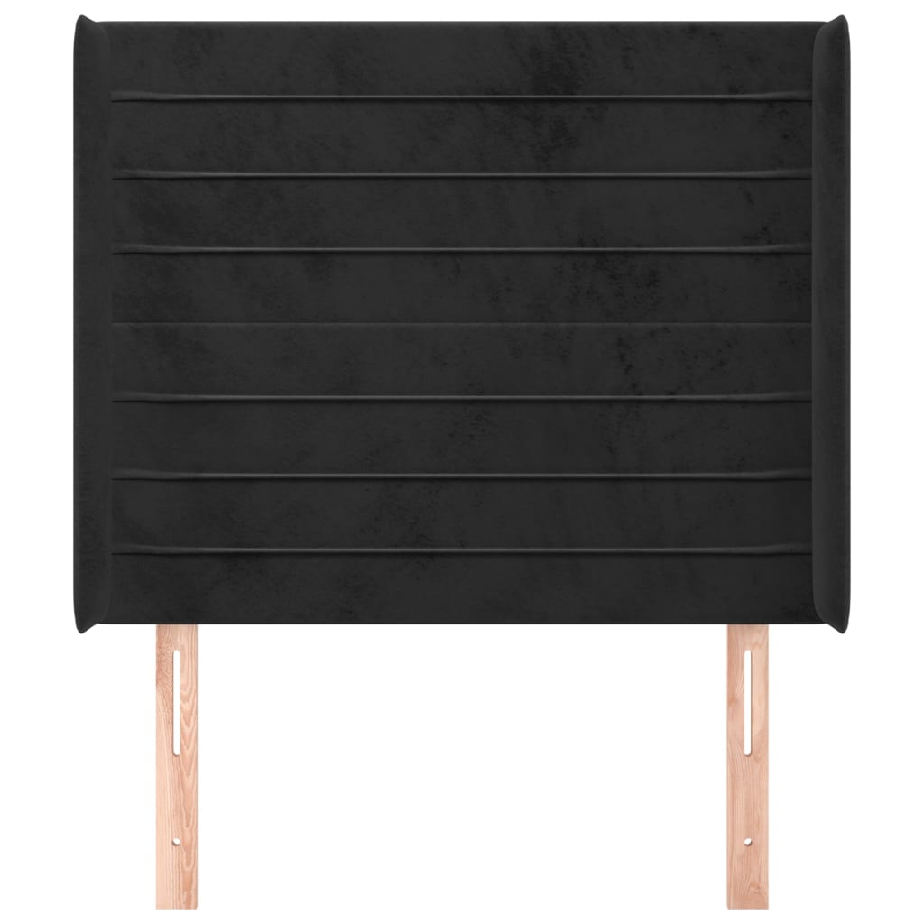 vidaXL Tăblie de pat cu aripioare, negru, 83x16x118/128 cm, catifea vidaXL Tăblie de pat cu aripioare, negru, 83x16x118/128 cm, catifea