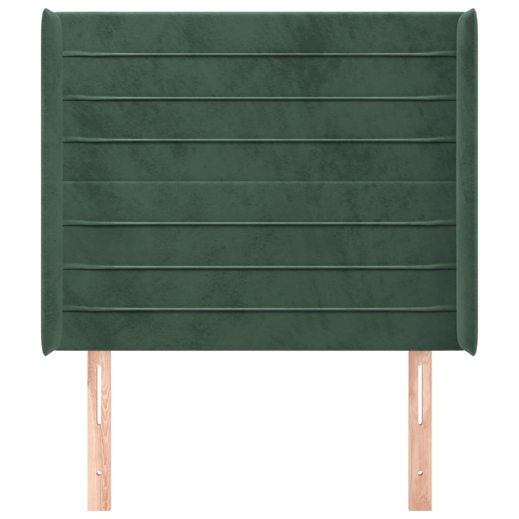 vidaXL Tăblie pat cu aripioare verde închis 93x16x118/128 cm catifea vidaXL Tăblie pat cu aripioare verde închis 93x16x118/128 cm catifea