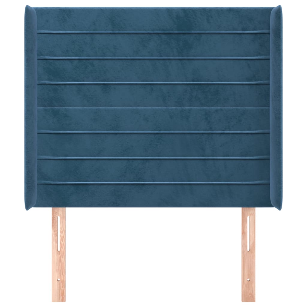 vidaXL Tăblie pat cu aripioare albastru închis 93x16x118/128cm catifea