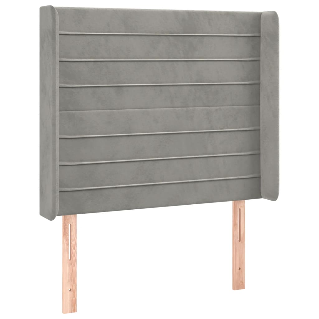 vidaXL Tăblie de pat cu aripioare gri deschis 103x16x118/128cm catifea