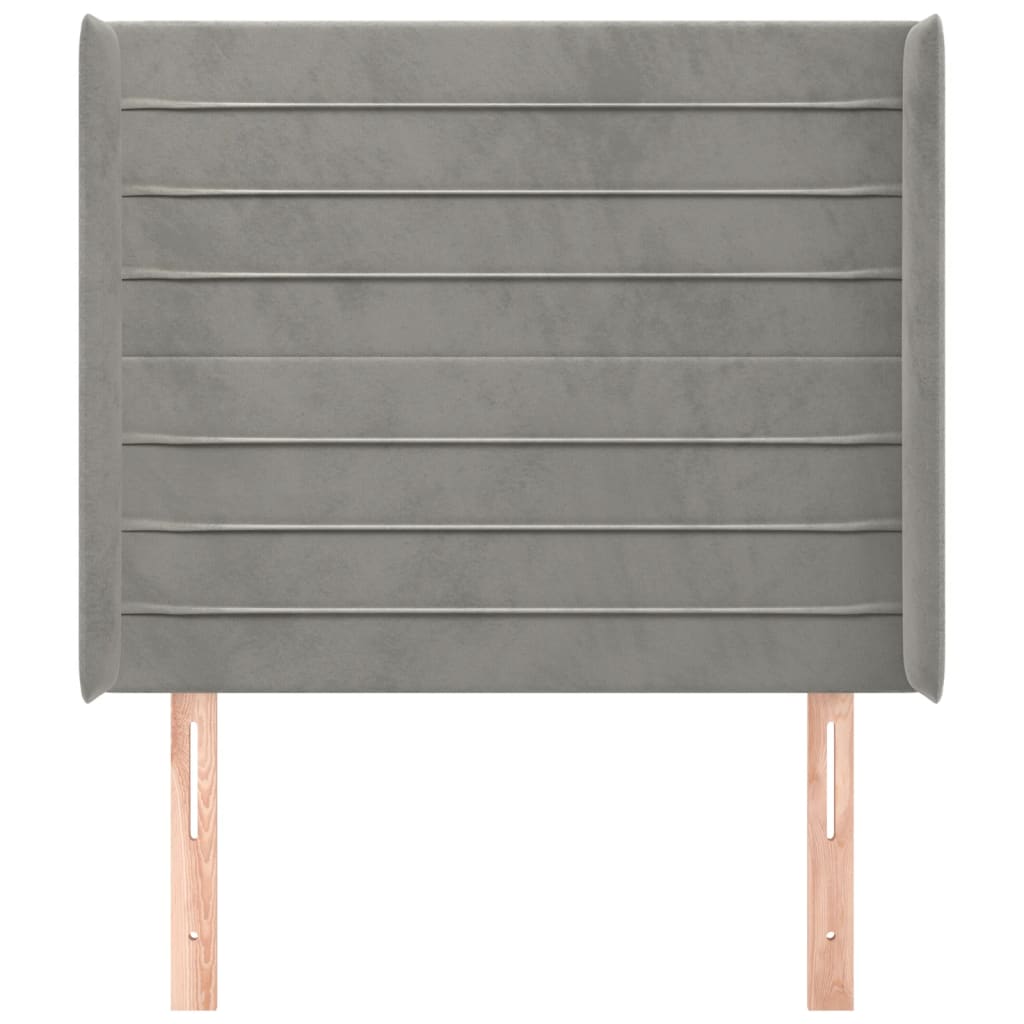 vidaXL Tăblie de pat cu aripioare gri deschis 103x16x118/128cm catifea