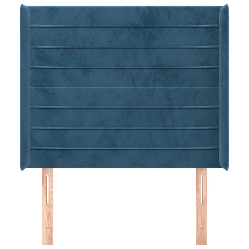 vidaXL Tăblie pat cu urechi albastru închis 103x16x118/128 cm catifea vidaXL Tăblie pat cu urechi albastru închis 103x16x118/128 cm catifea