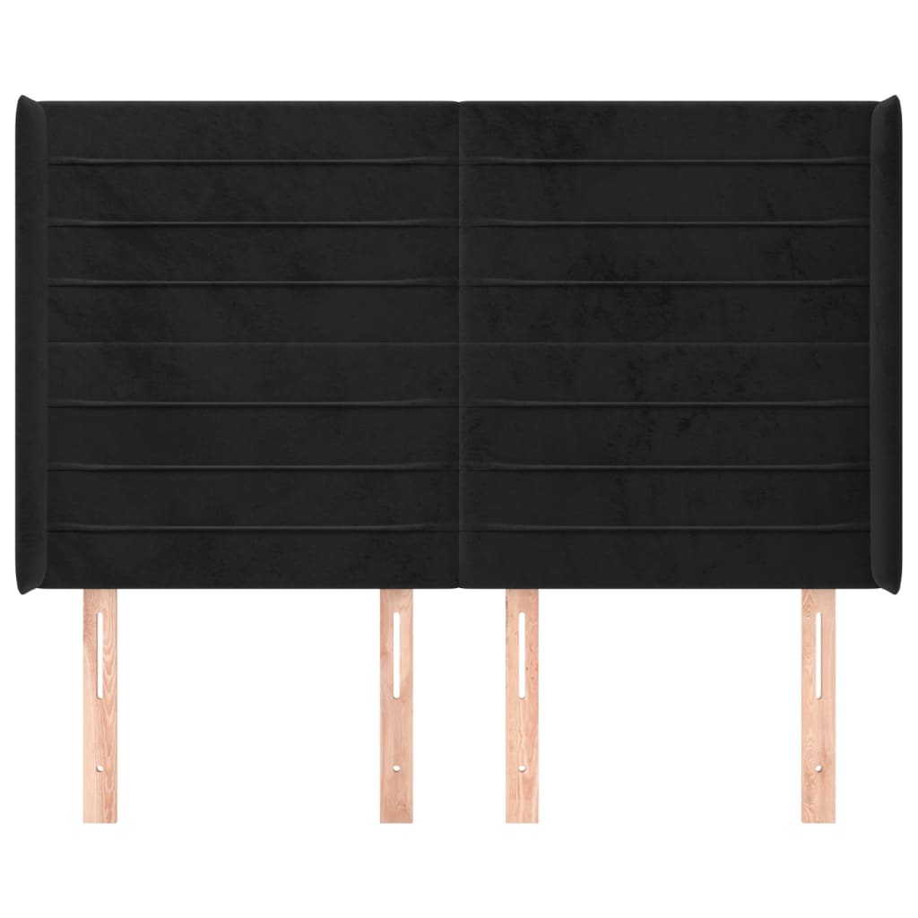 vidaXL Tăblie de pat cu aripioare, negru, 147x16x118/128 cm, catifea
