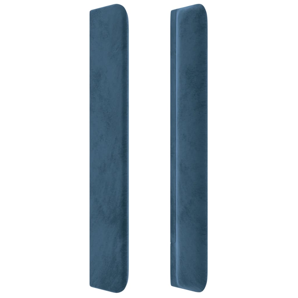 vidaXL Tăblie pat cu urechi albastru închis 147x16x118/128 cm catifea vidaXL Tăblie pat cu urechi albastru închis 147x16x118/128 cm catifea
