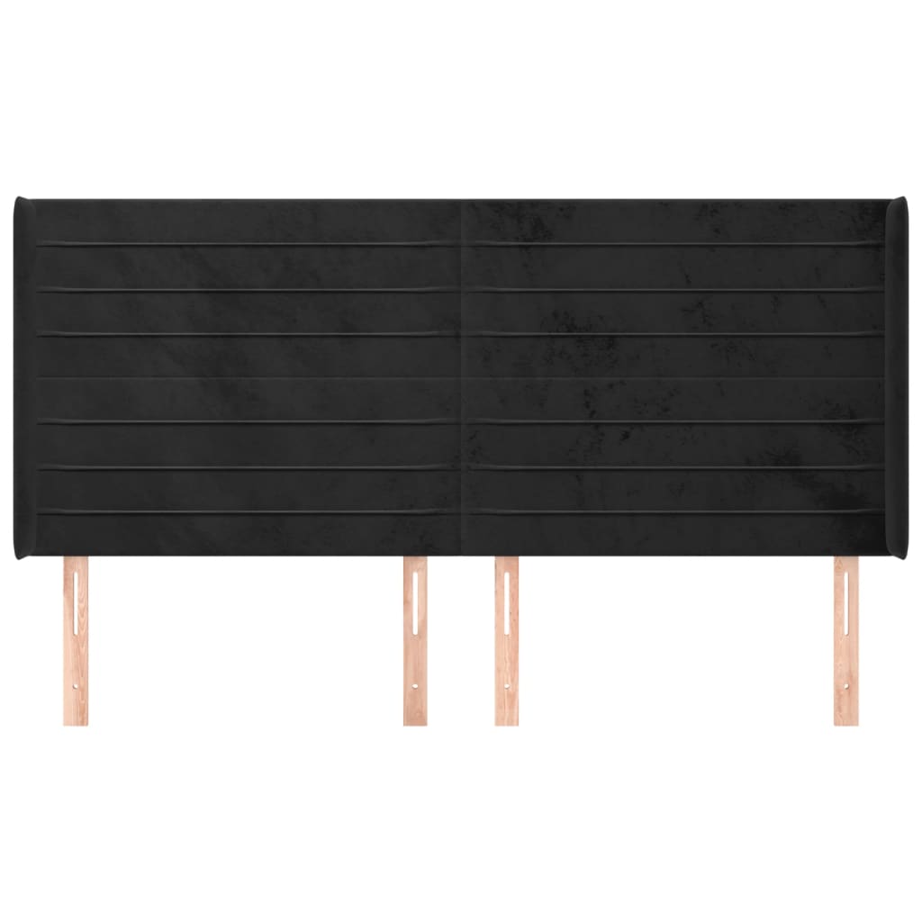 vidaXL Tăblie de pat cu aripioare, negru, 163x16x118/128 cm, catifea
