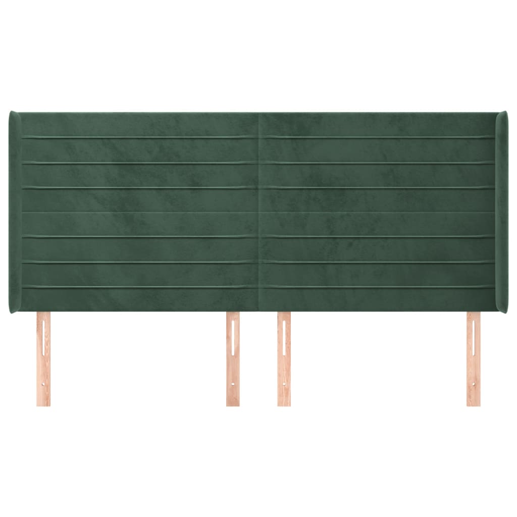 vidaXL Tăblie pat cu aripioare verde închis 183x16x118/128 cm catifea vidaXL Tăblie pat cu aripioare verde închis 183x16x118/128 cm catifea