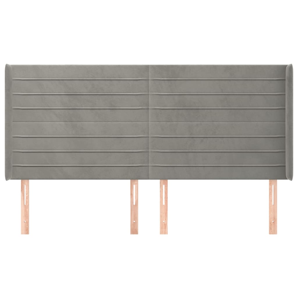 vidaXL Tăblie de pat cu aripioare gri deschis 203x16x118/128cm catifea