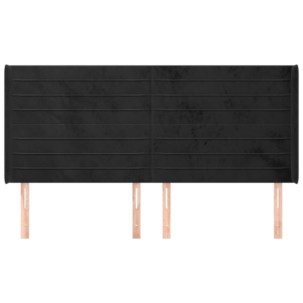 vidaXL Tăblie de pat cu aripioare, negru, 203x16x118/128 cm, catifea
