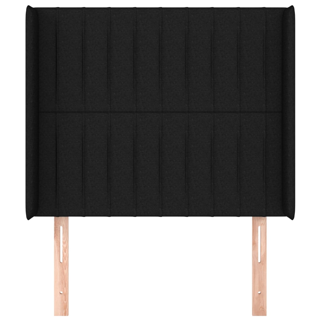 vidaXL Tăblie de pat cu aripioare, negru, 83x16x118/128 cm, textil vidaXL Tăblie de pat cu aripioare, negru, 83x16x118/128 cm, textil