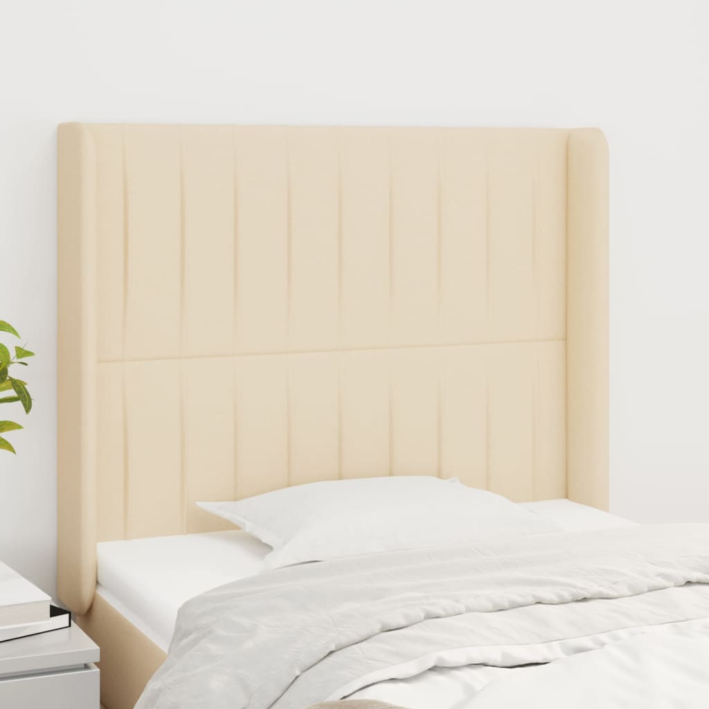 vidaXL Tăblie de pat cu aripioare, crem, 83x16x118/128 cm, textil