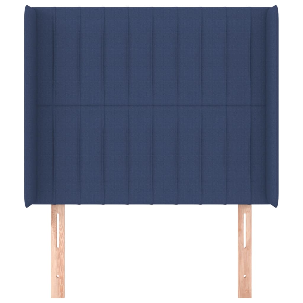 vidaXL Tăblie de pat cu aripioare, albastru, 83x16x118/128 cm, textil vidaXL Tăblie de pat cu aripioare, albastru, 83x16x118/128 cm, textil