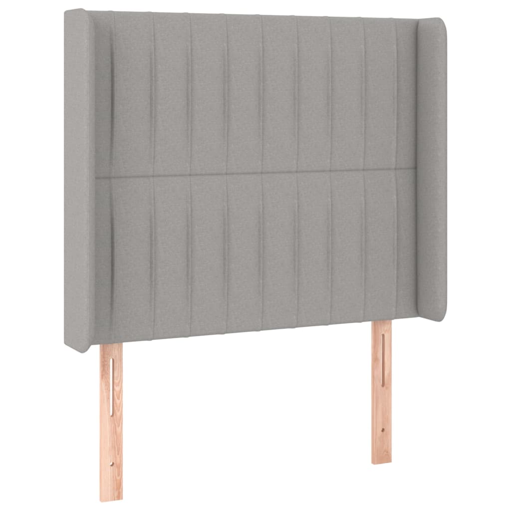vidaXL Tăblie de pat cu aripioare gri deschis 93x16x118/128 cm textil