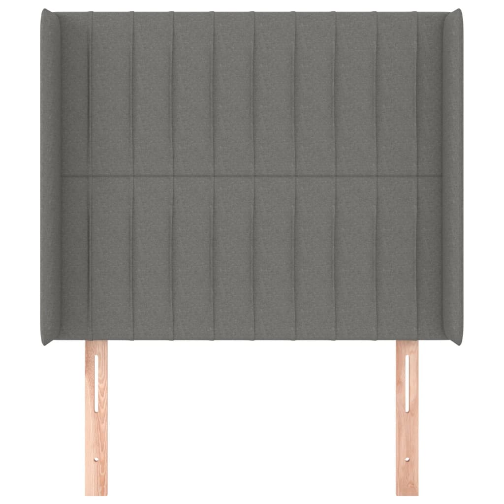 vidaXL Tăblie de pat cu aripioare gri închis 93x16x118/128 cm textil