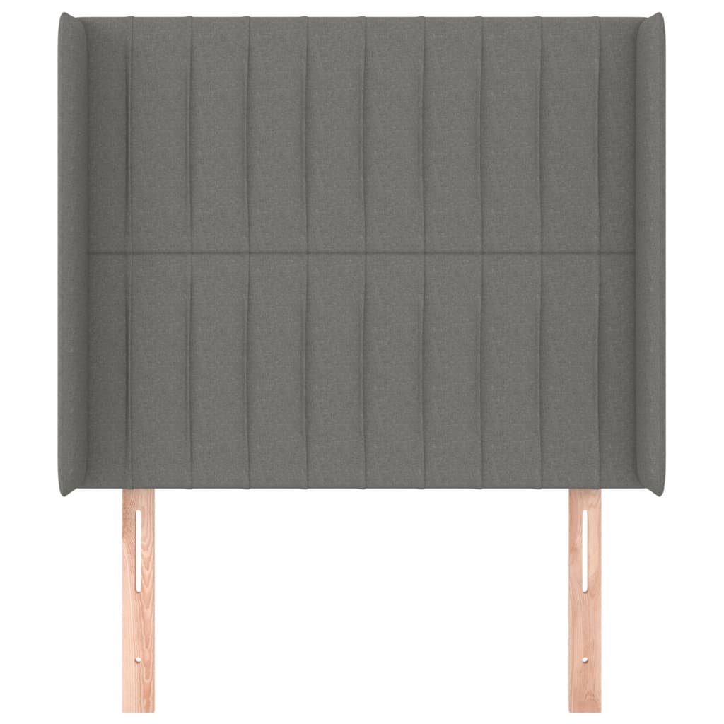 vidaXL Tăblie de pat cu aripioare gri închis 103x16x118/128 cm textil