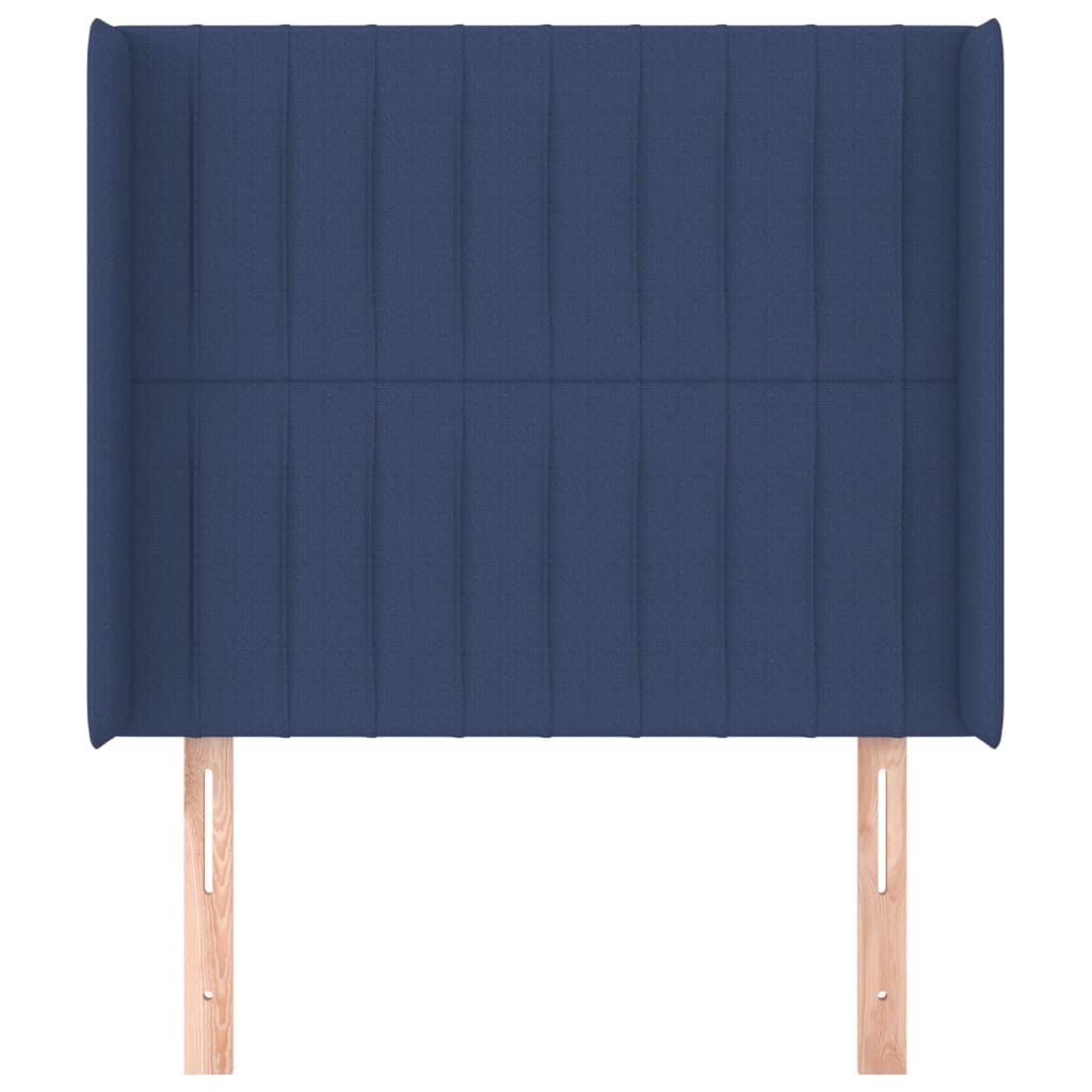 vidaXL Tăblie de pat cu aripioare, albastru, 103x16x118/128 cm, textil