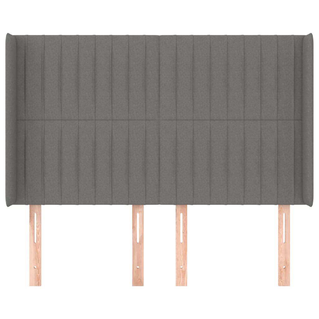 vidaXL Tăblie de pat cu aripioare gri închis 147x16x118/128 cm textil