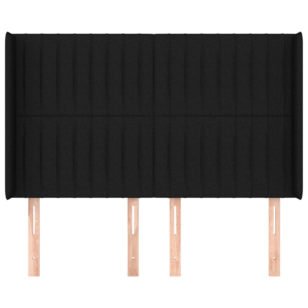 vidaXL Tăblie de pat cu aripioare, negru, 147x16x118/128 cm, textil