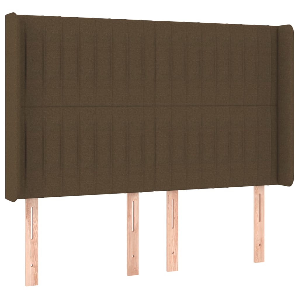 vidaXL Tăblie de pat cu aripioare maro închis 147x16x118/128 cm textil
